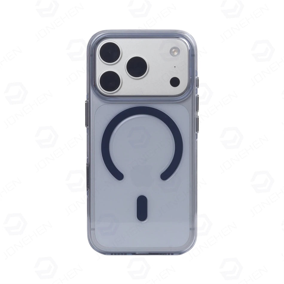 Plum Color Crystal Transparent Magnetic Case For iPhone 16 17 18 Pro Max Shockproof Smooth Clear Camera Button Cover For Magsafe