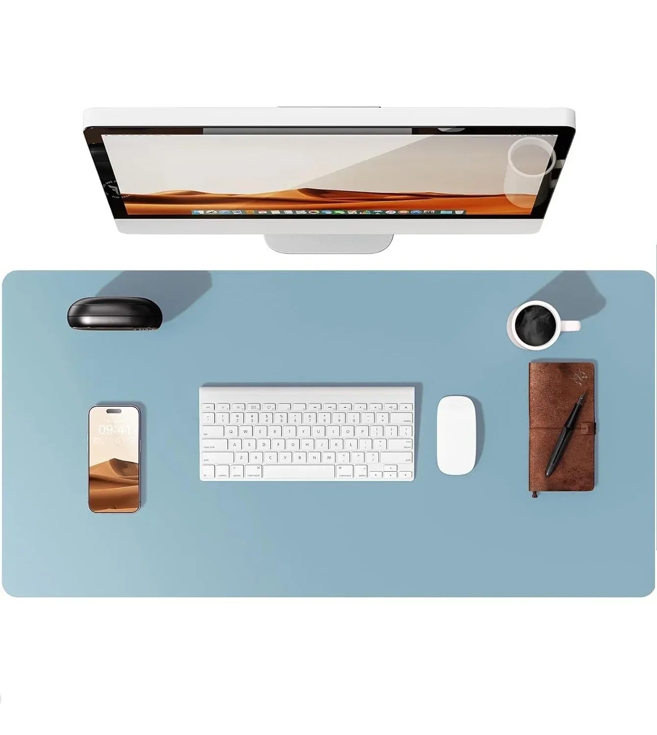 Large Mouse Pad,Office Desk Mat, Leather Desk Pad Protector, Non-Slip PU Leather Desk Blotter, Laptop Desk Pad - Urbizia