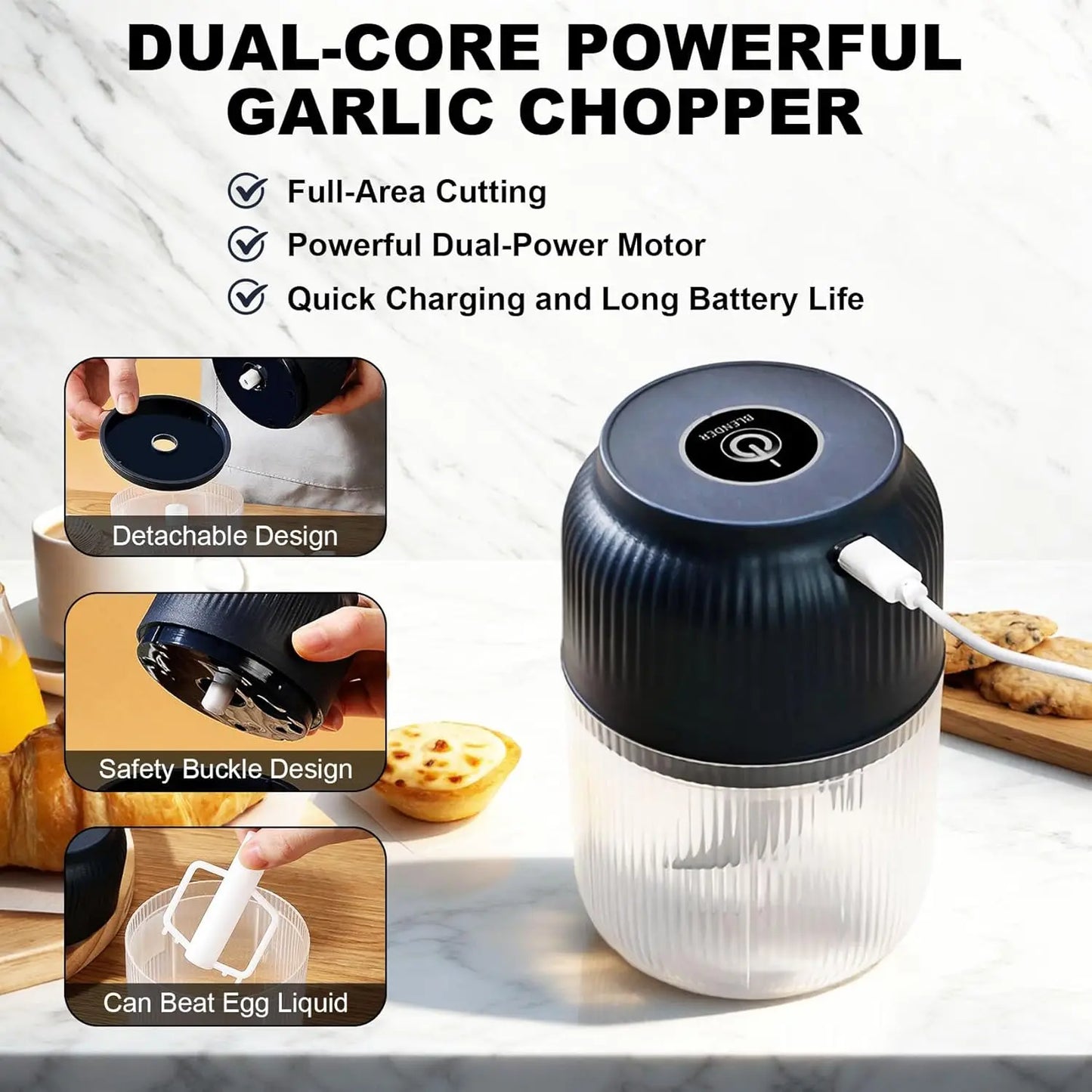 Electric Garlic Choppers Vegetable Mashers Press 300ml Vegetable Choppers Mashers Machine Garlic Crusher Food Chopping