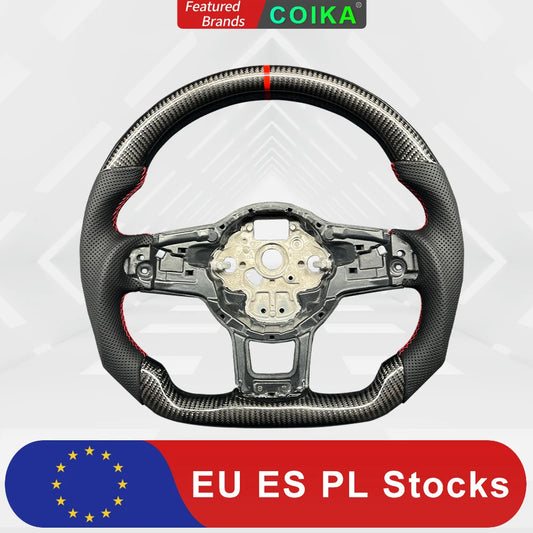 VW Golf 7 GTI Carbon Fiber Perforated Leather Steering Wheel