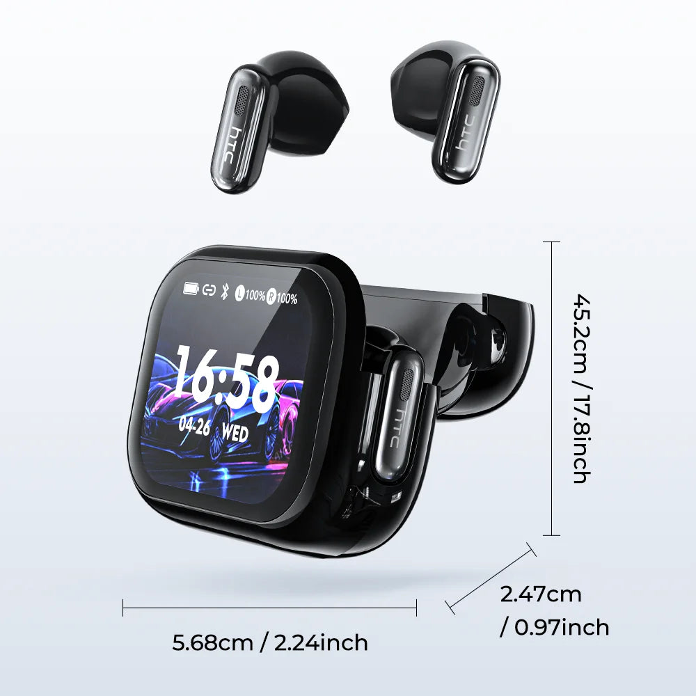 HD Screen Wireless Earphones Bluetooth Music Earbuds HTC NE68 150 Languages 30 Hour Battery Life Clear Audio Comfortable Wearing