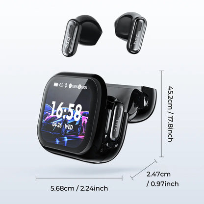 HD Screen Wireless Earphones Bluetooth Music Earbuds HTC NE68 150 Languages 30 Hour Battery Life Clear Audio Comfortable Wearing