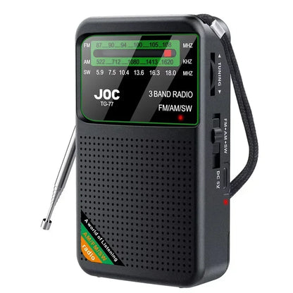 Battery Operated Radio FM AM SW Radio Built-in Speaker Pointer Pocket Radio Type-C Rechargeable with HD Display Screen for Elder - Urbizia