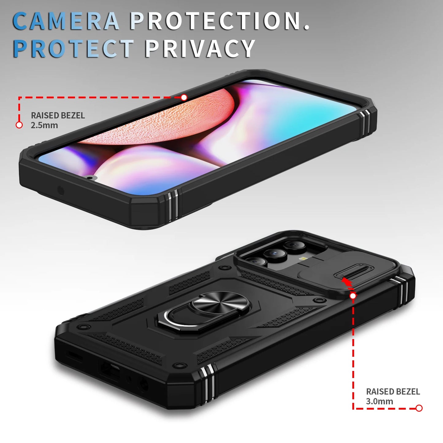 360 Full Protection Phone Case For Samsung Galaxy A17 A16 A15 A56 A55 A26 A06 A35 A34 A54 Case Armor Car Magnet Ring Stand Cover