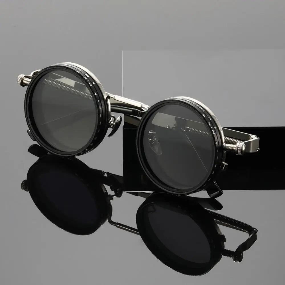 ND9 Anti-UV Sunglasses Round 9 Level Dimming Adjustable Dimming Sunglasses Retro with Glasse Case Outdoor Eyewear Fishing