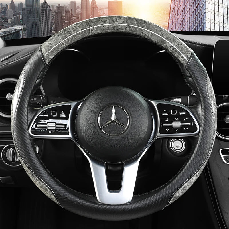 Peach Wood Grain Car Steering Wheel Cover Non-slip Four Seasons General Motors Handle Cover  Fits 14.5-15" Steering Wheels