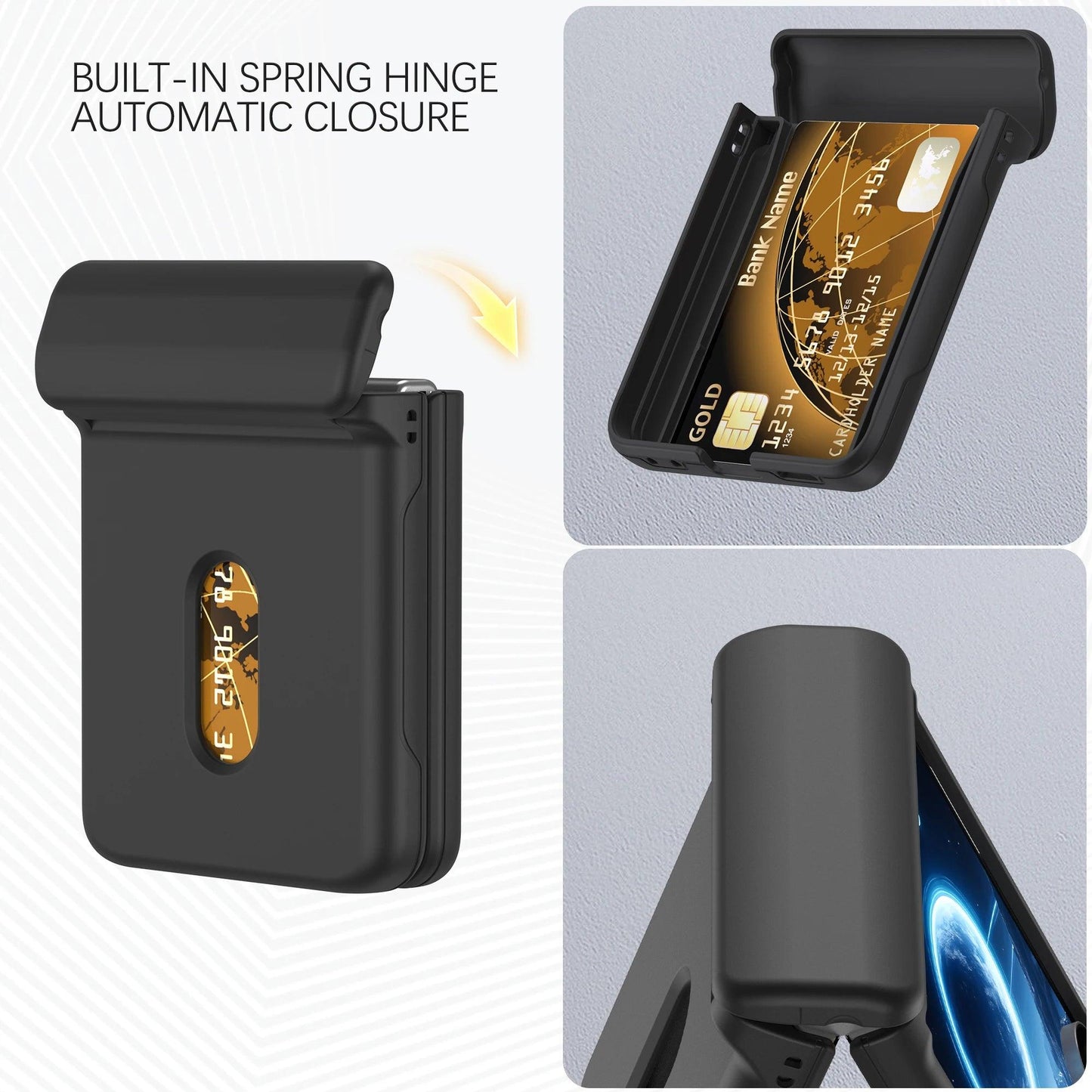 Phone Case for Samsung Galaxy Z Flip 8 7 6 5 4 3 Flip8 Flip7FE Card Slot Hinge Full-pack Anti-Drop Shockproof Protection Cover