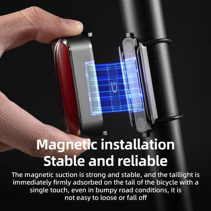 ROCKBROS Bicycle Rear Light Magnetic Bike Tail Light IPX6 Waterproof 7Lighting Mode Smart Brake Sensor Rear Light Bike Accessory