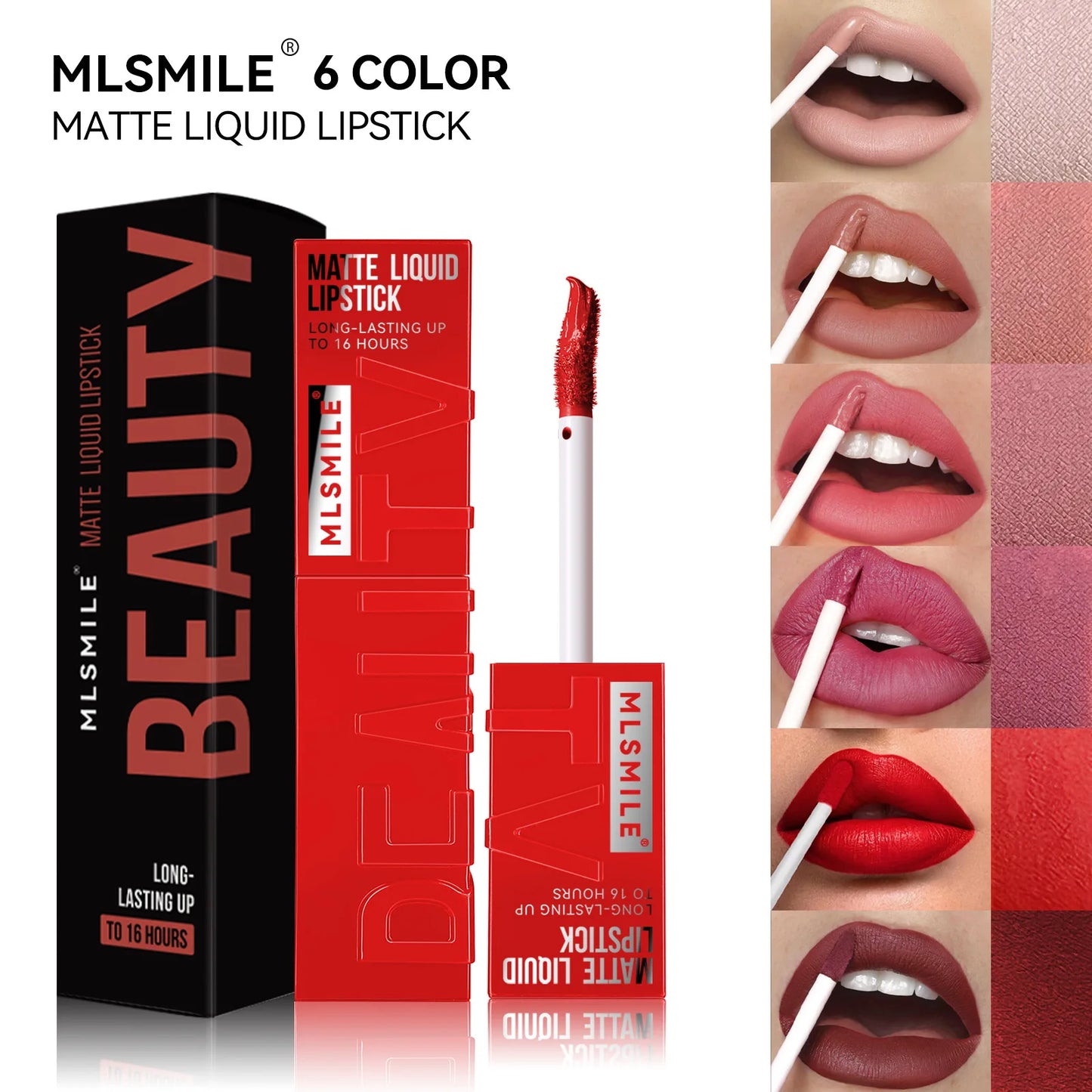 MLSMILE 6-Color Velvet Matte Lip Gloss – Long-Lasting & Waterproof