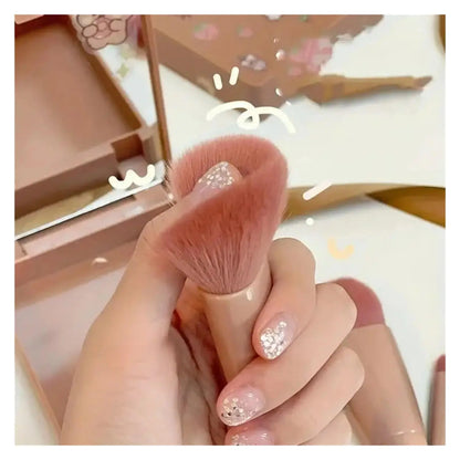 5-Piece Mini Travel Makeup Brush Set with Case and Mirror