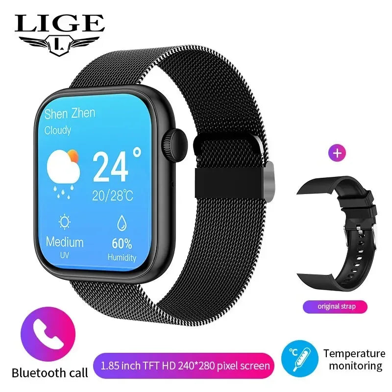 LIGE Smart Watch For Women Full Touch Screen Bluetooth Call Waterproof Watches Sport Fitness Tracker Smartwatch Lady Reloj Mujer - Urbizia