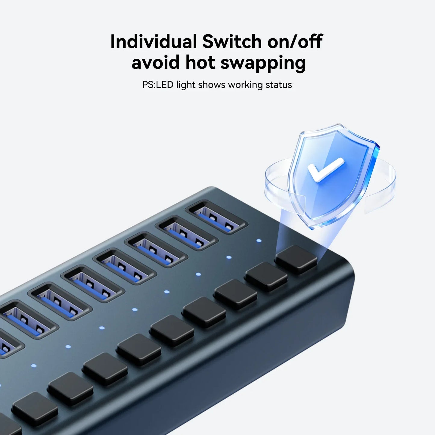 Acasis 16/10/7 Port USB Hub 10Gbps Individual Switch Charging Data Transfer for PC Laptop Workstation Multi Device Expansion