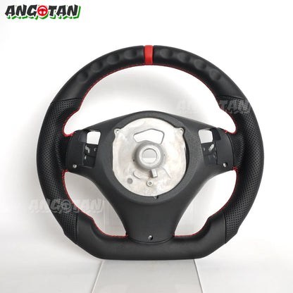 Full Leather Steering Wheel For BMW E90 E91 E92 E93 E89 328i 335i 325i 2005-2012 Steering Wheel Flat Bottom With Paddle Holes