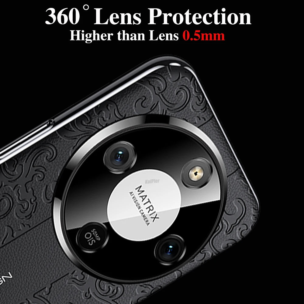 Case for HONOR X9D X9C Magic8 Lite 3D Texture Leather Hybrid Case with Plating Gold Edge Luxury Slim Shockproof Protective Cover