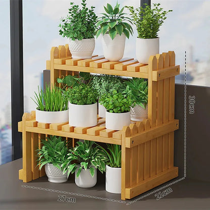 Indoor Plants Holder Wood Shelf Pot Organizer Bookshelf Balcony Bay Window Small Plant Flower Rack Storage Flower Pot Shelves