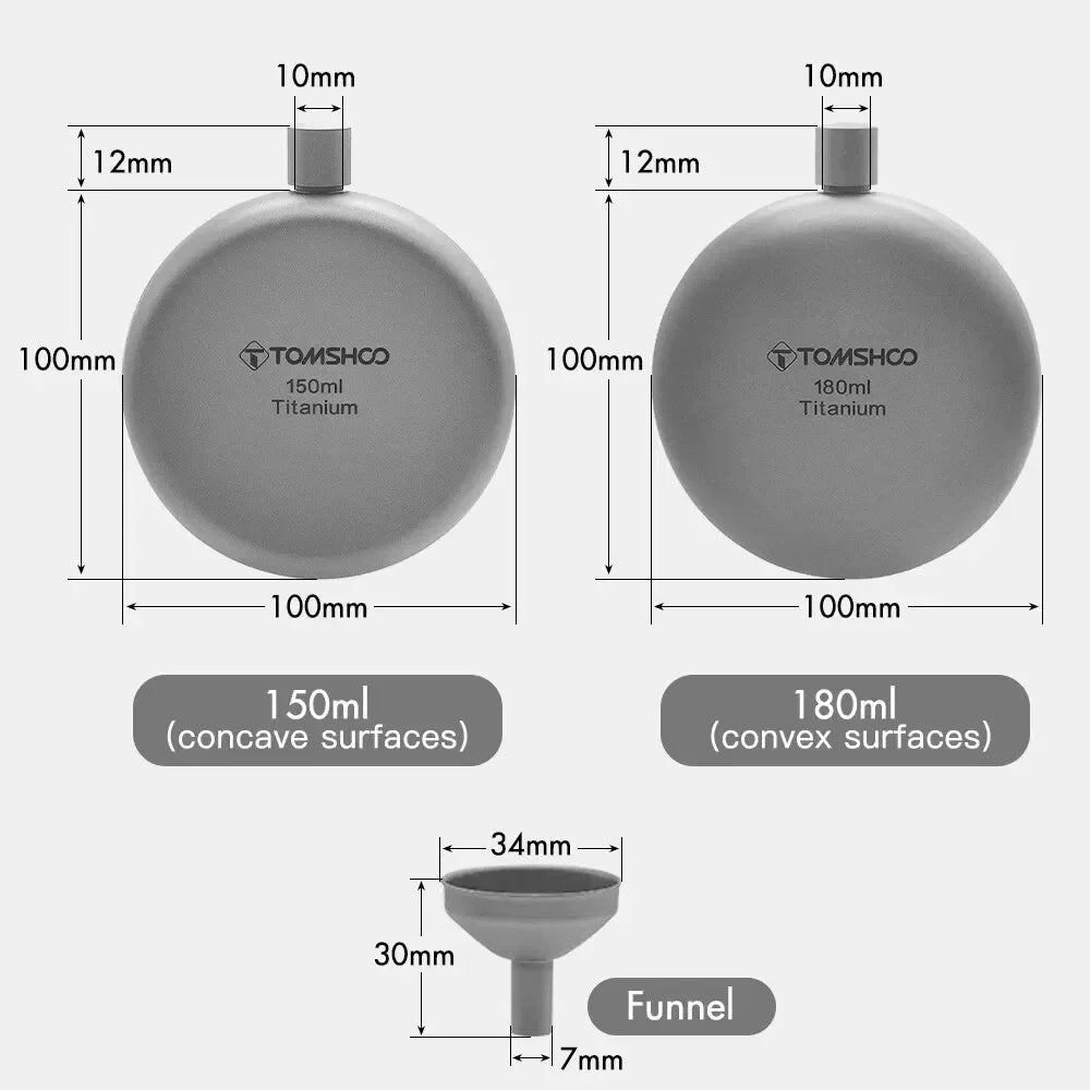 Tomshoo 150ml/180ml Titanium Flask with Funnel Alcohol Whisky Wine Flask for Outdoor Camping Hiking Backpacking Travel Picnic - Urbizia