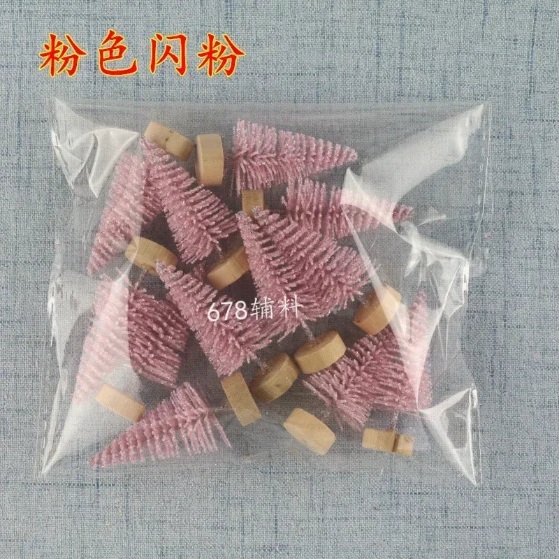 12-Piece DIY Mini Sisal Silk Christmas Trees