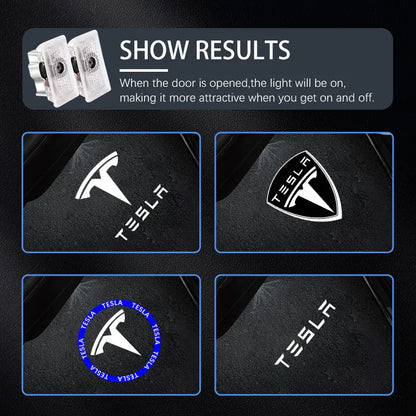 For Tesla 2pcs Car HD Projector Lamp LED Door Welcome Light For Tesla Model S Model Y Model 3 Model X