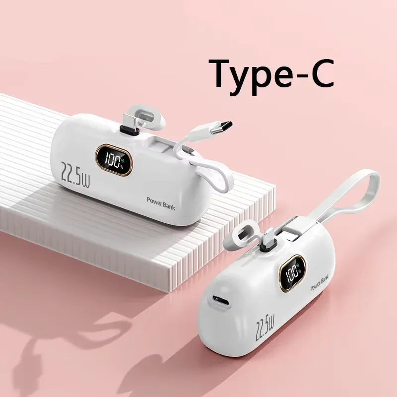50000mAh Mini Capsule Power Bank 22.5W High Capacity Super Fast Charging External Battery for iPhone Huawei Samsung