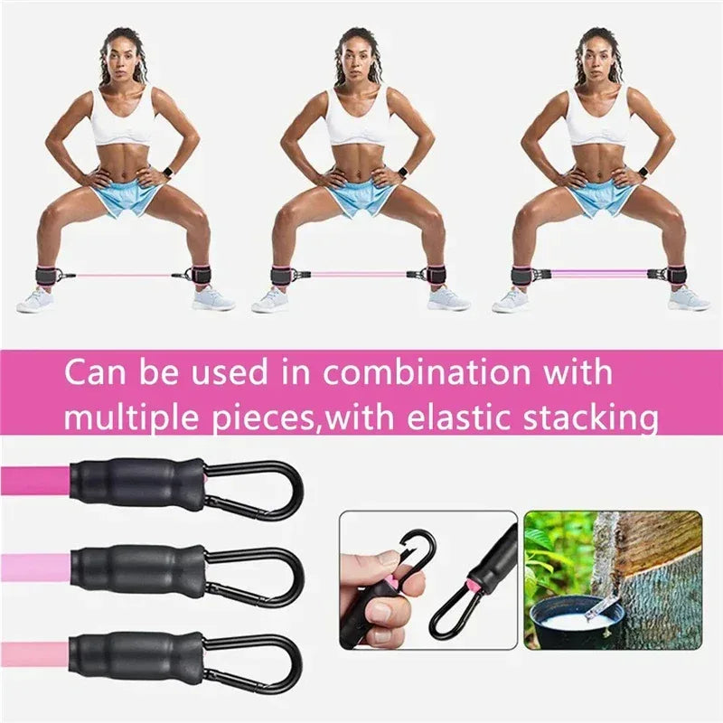 Ankle Straps Resistance Bands Yoga Home Gym Elastic Gum Strength Training Workout Expander Pilates Crossfit Women Weight Sports - Urbizia