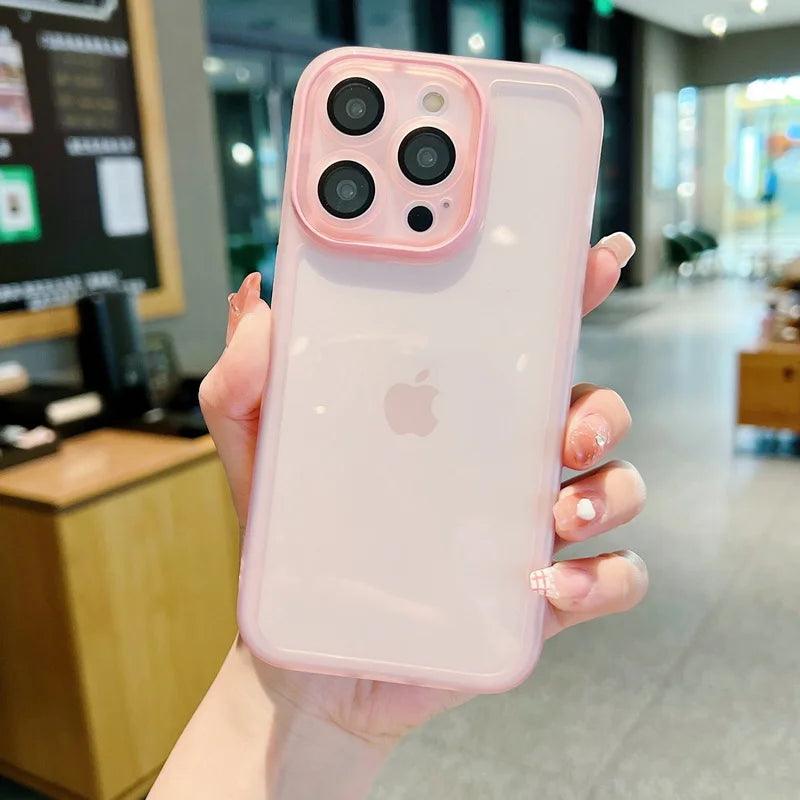 Clear Silicone Camera Protection Case for iPhone Series