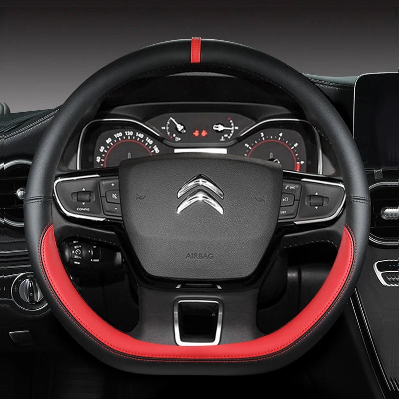 D Type Steering Wheel Cover For Citroen C3 II III 2009 - 2019 2020 C3 AIRCROSS 2017 2018 2019 2020 2021 Berlingo 3 C4 Picasso 2