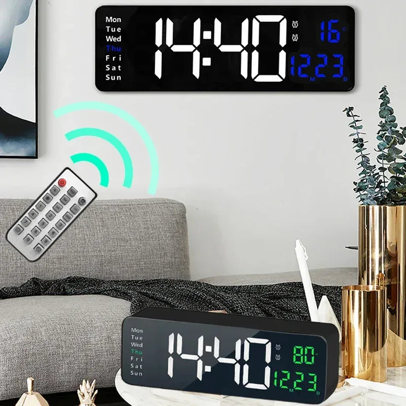 Smart Mute LED Electronic Wall Clock Modern Desk Clock Night Alarm Minimalist Thermometer Air Clock Home Decor For Living Room - Urbizia