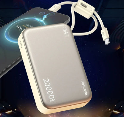 20000mAh 66W Fast Charge Power Bank CCC Chinese Certification with Cable for Xiaomi Huawei Samsung IPhone