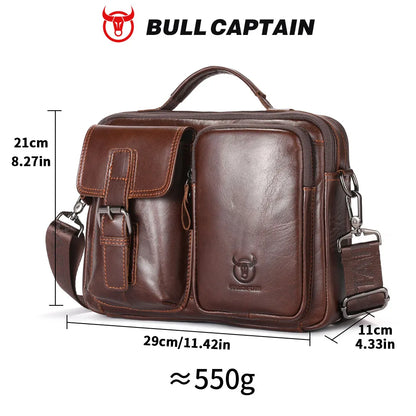BULLCAPTAIN New Genuine Leather Men Crossbody Bag Male Briefcase Messenger Bag Casual Business Briefcase Style Men Shoulder Bag