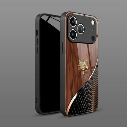 iPhone Tiger Wood Grain Glass Case – Full Coverage