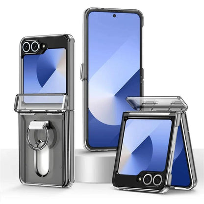 Z Flip8 Luxury Wallet Clip Flip Slot Card Phone Case for Samsung Galaxy Z Flip 7 FE 6 5 Zflip6 Finger Ring Shockproof Hard Cover