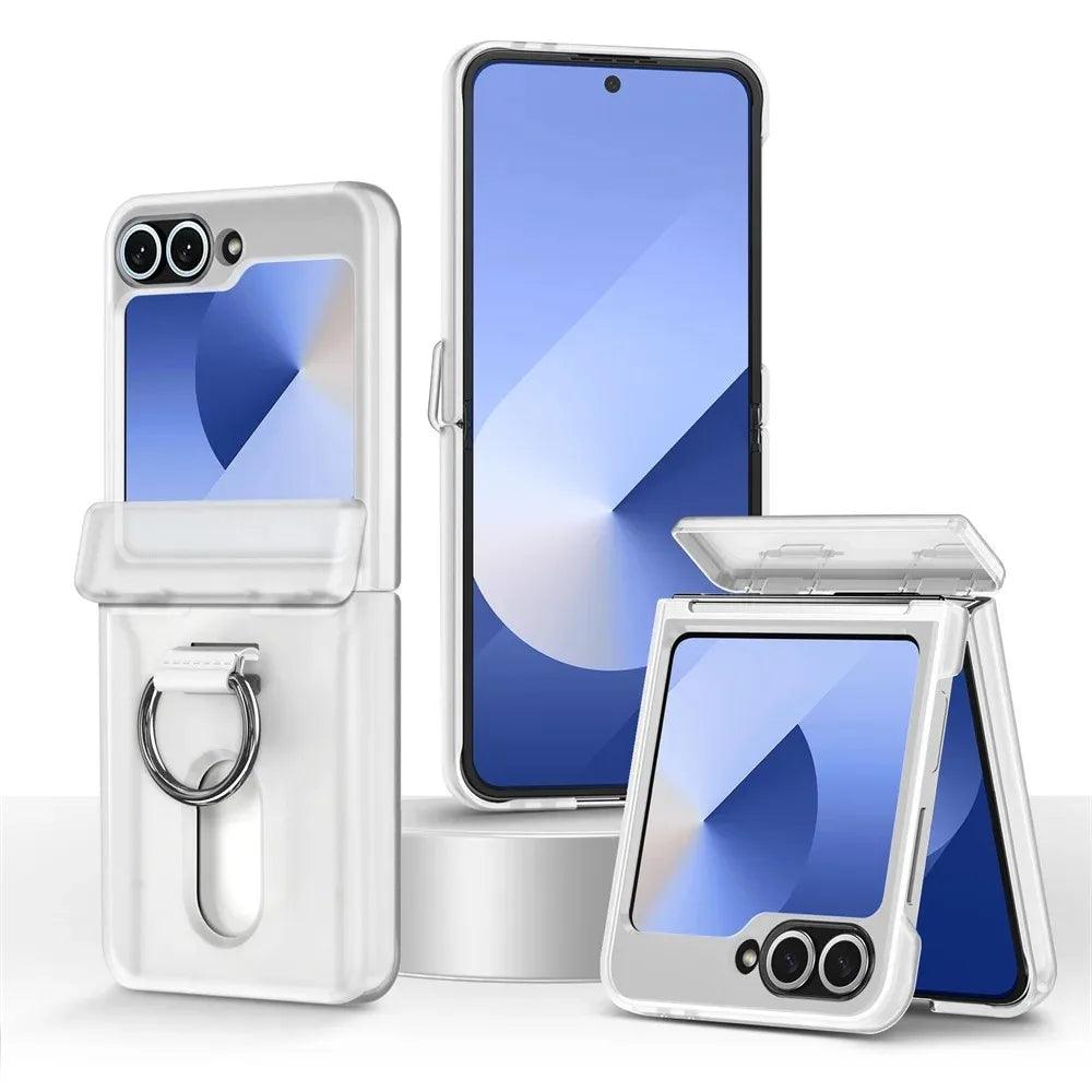 Z Flip8 Luxury Wallet Clip Flip Slot Card Phone Case for Samsung Galaxy Z Flip 7 FE 6 5 Zflip6 Finger Ring Shockproof Hard Cover