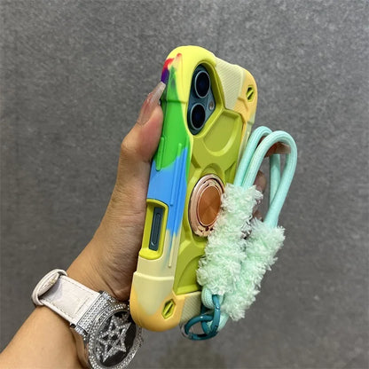 Luxury 3-in-1 Ring Stand Heavy Duty Protective Case For iPhone 17 16 15 14 13 Pro Max Shockproof and Drop-Resistant with Lanyard