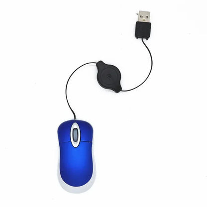 Mini Portable Wired Retractable Mouse Computer Mause Small Hand USB Optical 1000 DPI Office Mice for PC Laptop Notebook for Kids