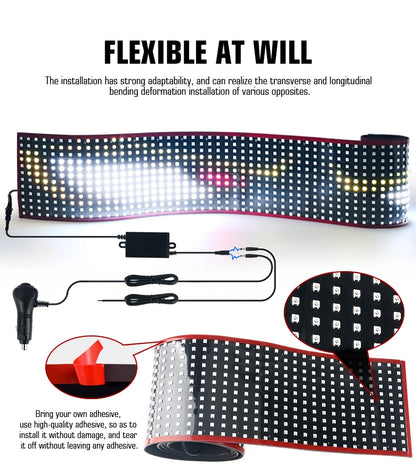 Truck Car Devil Eye LED Pixel Panel Light APP Remote Soft Foldable Lighting Scrolling Flexible For Board Windshield Accessorie