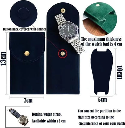 Embers Watch Bag Blue Black Flannelette Gift Bag Travel Storage Case Durable Portable Watch Dust Protection Case