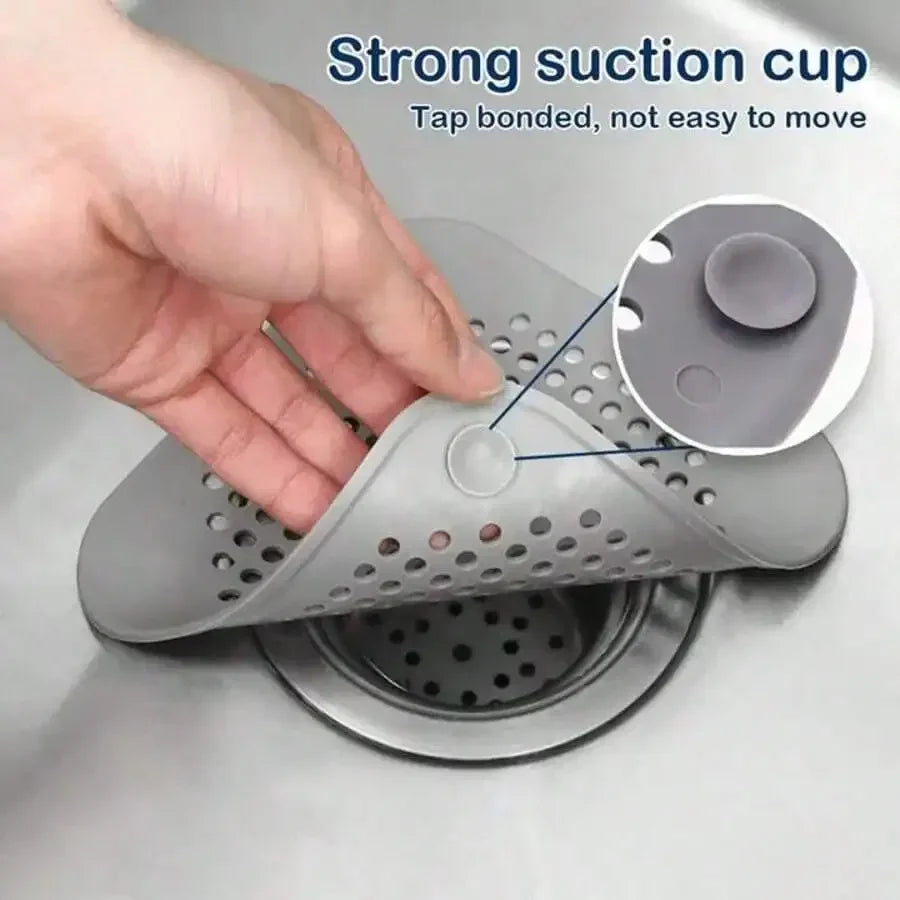 Silicone Hair Catcher with Suction Cup – Square Shower & Sink Drain Cover