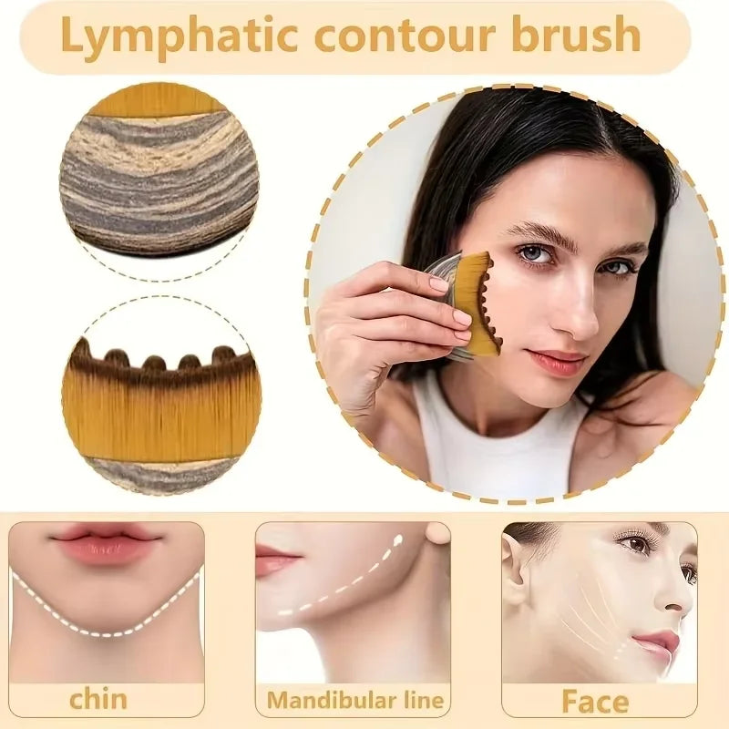 Lymphatic Contour Facial Brush & Brass Lotus Eye Massage Stick Set