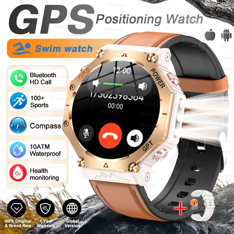 T-Rex 3 Ultra Military Grade GPS Smart Watch 10ATM Waterproof Compass Altimeter Barometric AMOLED Men HD Call Sports Smartwatch - Urbizia