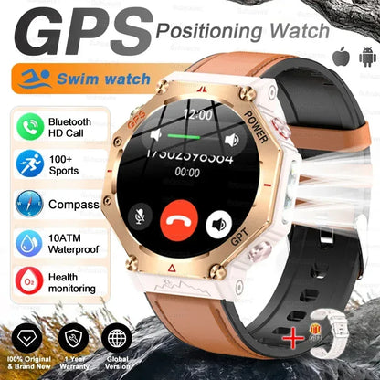 T-Rex 3 Ultra Military Grade GPS Smart Watch 10ATM Waterproof Compass Altimeter Barometric AMOLED Men HD Call Sports Smartwatch - Urbizia