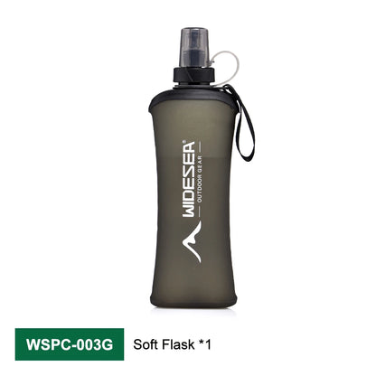 Widesea Camping 600ml Soft Water Bottle Drinking Sport Folding Bag Flask Outdoor Running Hydration Pack Waist Bicycle BPA Free