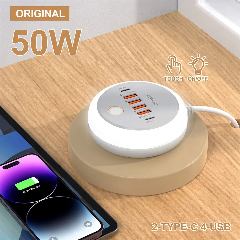 50W Power Strip Multi Port USB C Socket Type C Fast Charging Wall Charger USB Adapter For IPhone12 13 Quick Mobile Phone Charger