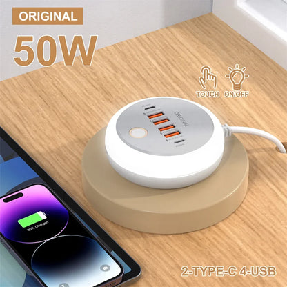 50W Power Strip Multi Port USB C Socket Type C Fast Charging Wall Charger USB Adapter For IPhone12 13 Quick Mobile Phone Charger