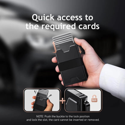 Slim Card Holder Wallet for Men, RFID Blocking Minimalist Mens Wallet, Metal Pop Up Wallet with Cash Band