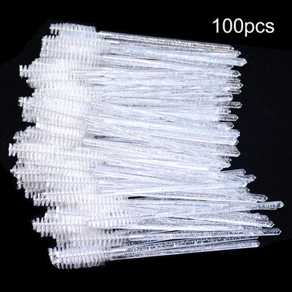 100pcs Disposable Eyelash Brushes – Spoolies & Mascara Wands