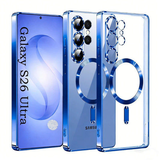 Luxury Transparent Plating Magnetic Wireless Charge Case for Samsung Galaxy S26 S25 S24 S23 S22 S21 Ultra Plus FE Note 20 Cover