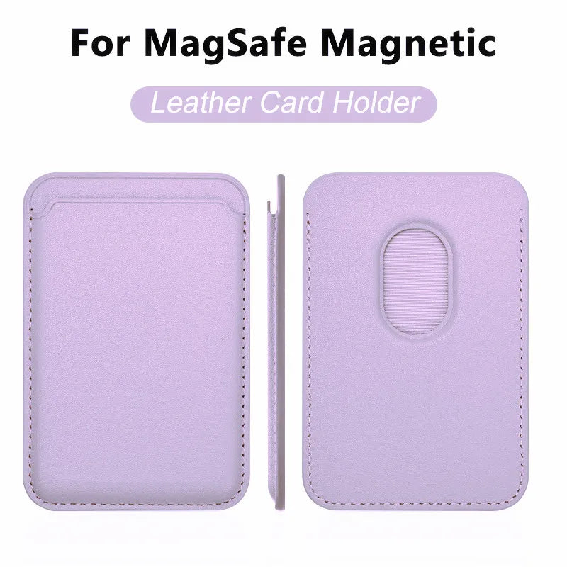Leather Card Wallet Cover Phone Card Holder for MagSafe Magnetic Case Suitable for All iPhone for MagSafe Card Phone Back Bag