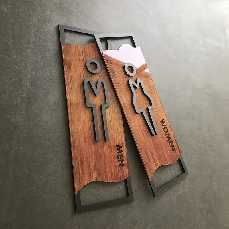 Imitation Wood Bathroom Signage Toilet Signage Address Gym Dressing Room Bathroom Wall Attached Bedroom Bathroom Door Signage - Urbizia