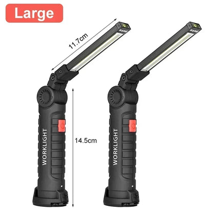 Portable COB LED Work Light USB Rechargeable LED Flashlight Inspection Lamp With Magnetic Hook Power Bank 18650 Battery Torch