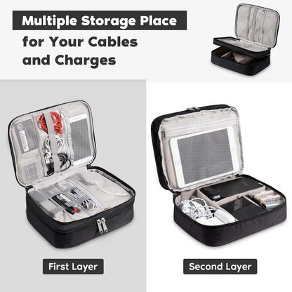 Three Layer Digital Storage Bag Multi-functional Cable Storage Box Portable Waterproof Travel Case for Data Mobile Power Bank